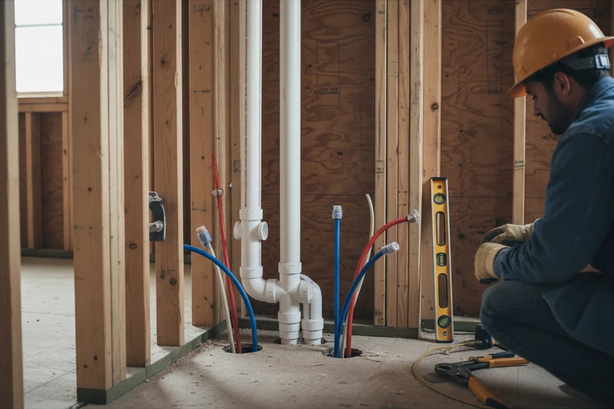 Drain and supply rough-in during Leak Detection in Monongahela