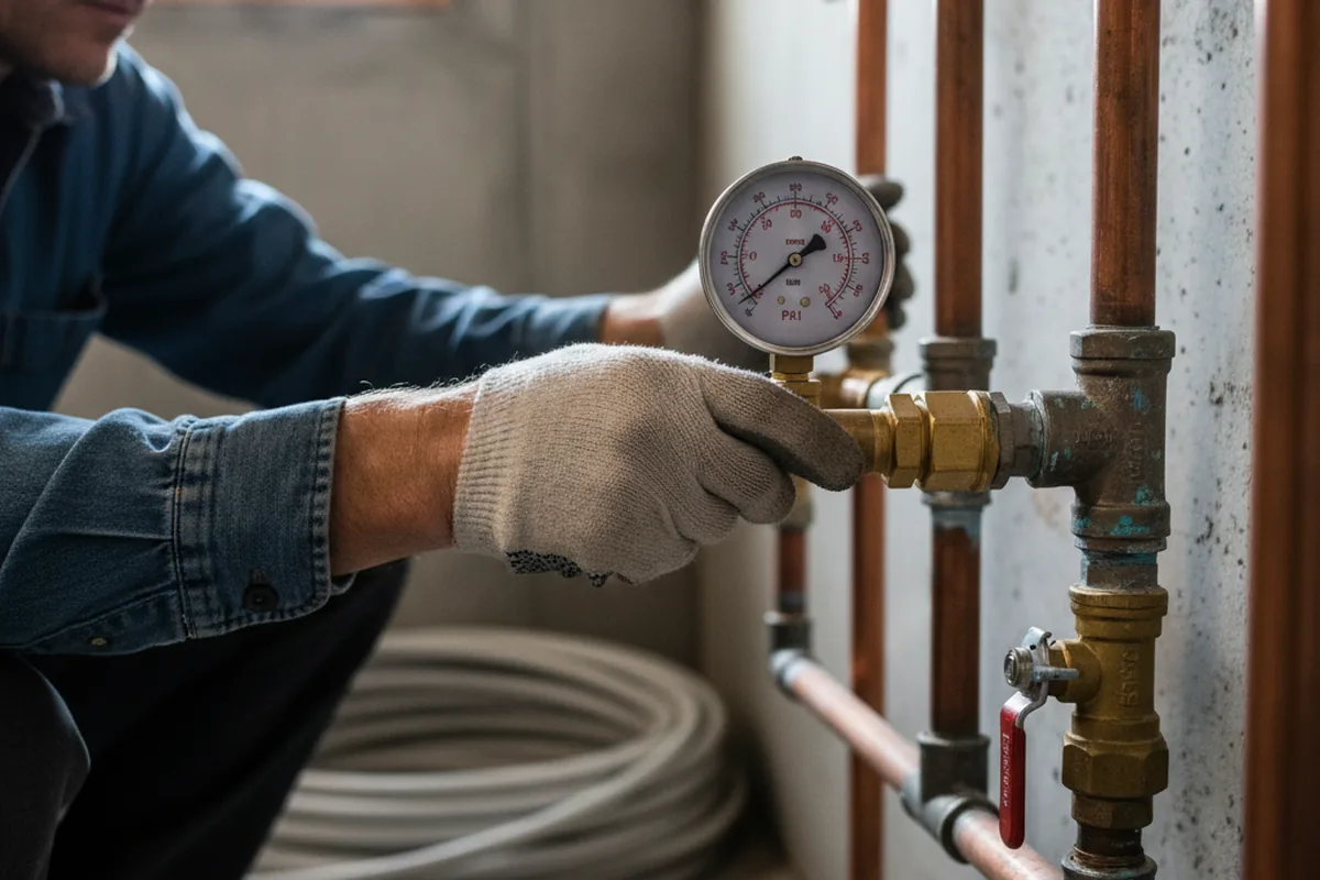 Pressure testing a repaired line during Water Line Repair in Monongahela